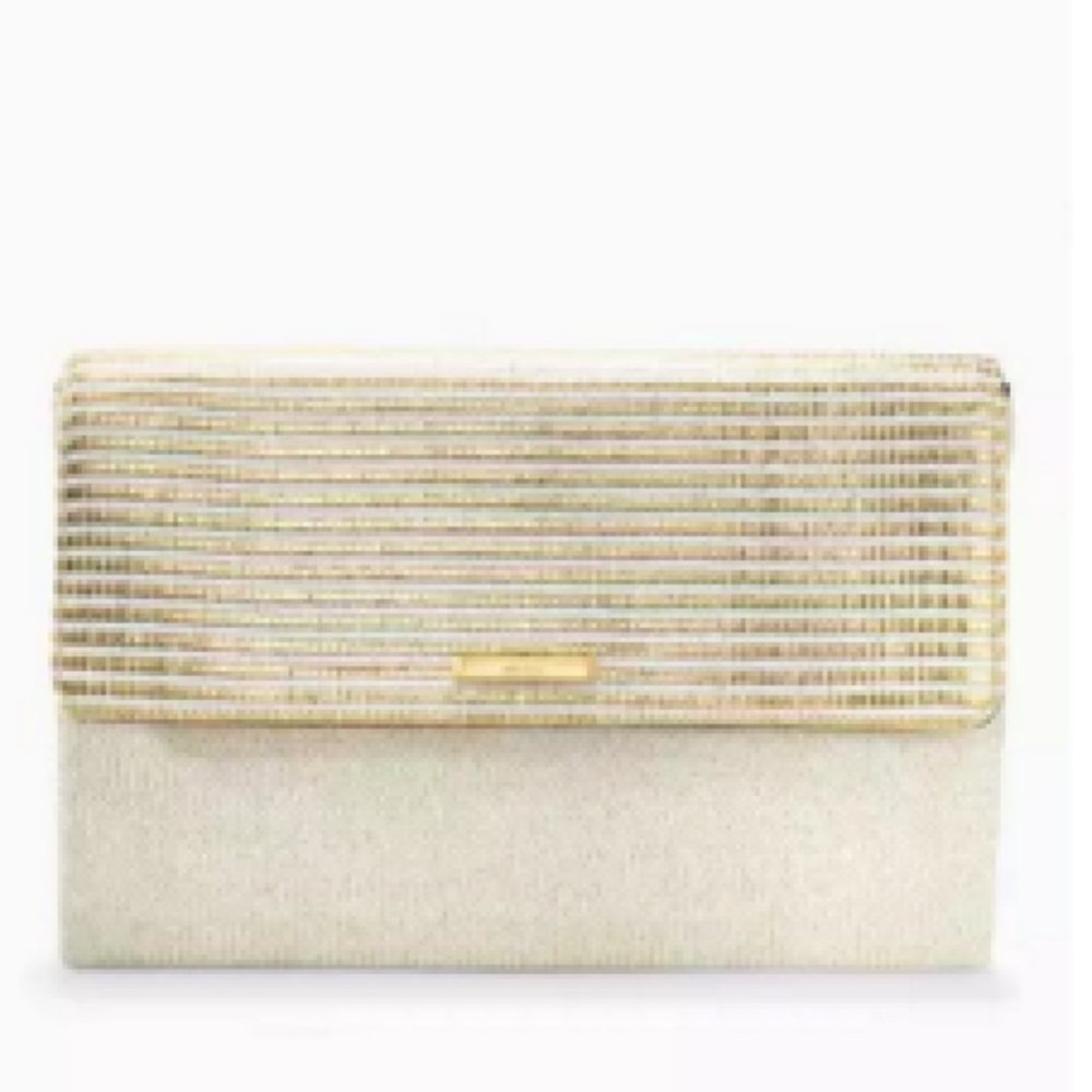 🎉🛍👛City Slim Clutch - Gold Stripe (NWOT)🛒🎀🥳
